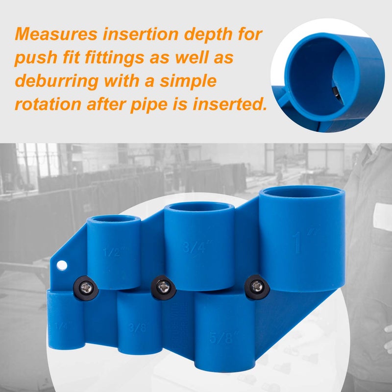 SUNGATOR Deburring Pipe and Depth Gauge Tool with Disconnect Clip Kit, Chamfering Removal Tool for 1/2", 3/4" and 1" PEX, Copper, CPVC Pipe - Image 2